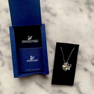 Swarovski Crystal Heart Pendant with Sparkling Bow